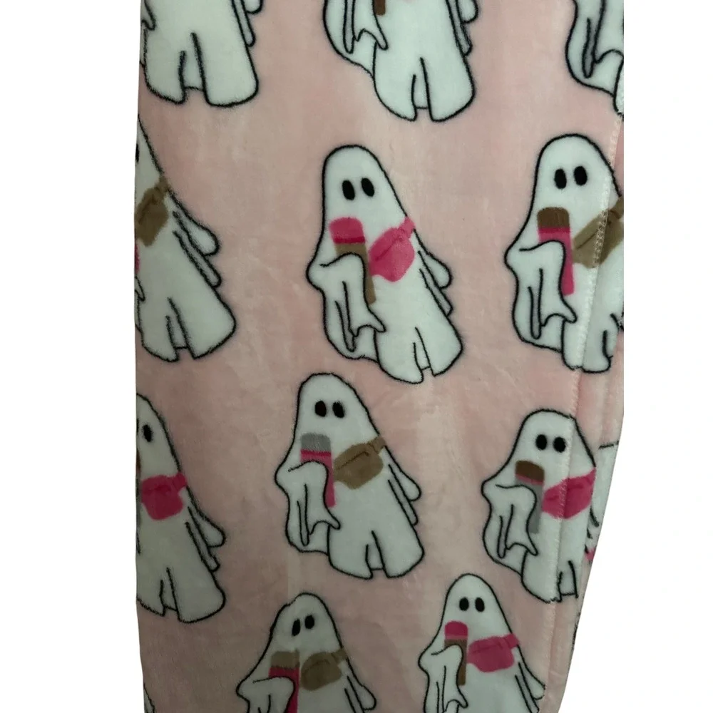 Hey Boo! Plush Throw Blanket Pink Ghost Halloween 50 x 70 in